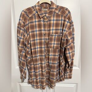 Free People Happy Hour Plaid Flannel Shirt - S